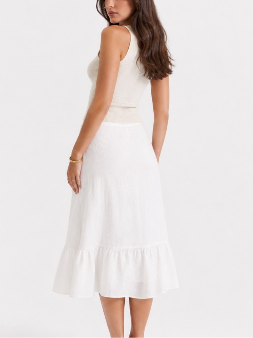 NWT Aritzia Wilfred Chariot White Linen Midi Skirt (Size 10)